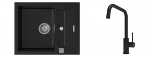 K-StrongSinks S3 Set Sink Vardar 615x500mm granite black + Tap  Arda black