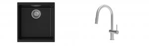 K-StrongSinks S3 Set Sink Hron 430x460mm granite black + Tap Neris inox