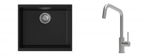K-StrongSinks S3 Set Sink Hron 530x460mm granite black + Tap Arda inox