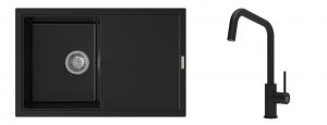 K-StrongSinks S3 Set Sink Labe 780x500mm granite black + Tap  Arda black