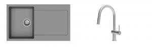 K-StrongSinks S3 Set Sink Zala 860x500mm granite grey + Tap Neris inox