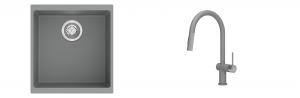 K-StrongSinks S3 Set Sink Hron 430x460mm granite grey + Tap Neris grey