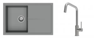 K-StrongSinks S3 Set Sink Labe 780x500mm granite grey + Tap Arda inox