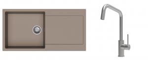 K-StrongSinks S3 Set Sink Zala 1000x500mm granite beige + Tap Arda inox