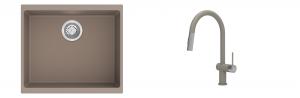 K-StrongSinks S3 Set Sink Hron 530x460mm granite beige + Tap Neris beige