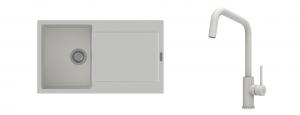 K-StrongSinks S3 Set Sink Zala 860x500mm granite white + Tap Arda white