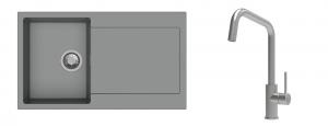 K-StrongSinks S3 Set Sink Zala 860x500mm granite grey + Tap Arda inox