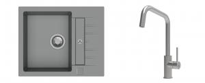K-StrongSinks S3 Set Sink Vardar 615x500mm granite grey + Tap Arda inox