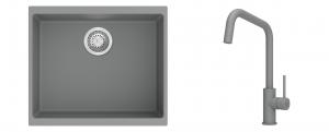 K-StrongSinks S3 Set Sink Hron 530x460mm granite grey + Tap Arda grey