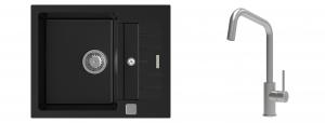 K-StrongSinks S3 Set Sink Vardar 615x500mm granite black + Tap Arda inox