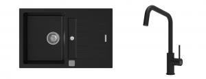K-StrongSinks S3 Set Sink Vardar 780x500mm granite black + Tap  Arda black