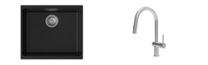K-StrongSinks S3 Set Sink Hron 530x460mm granite black + Tap Neris inox