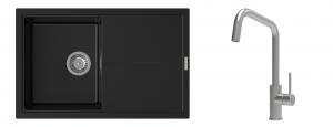 K-StrongSinks S3 Set Sink Labe 780x500mm granite black + Tap Arda inox