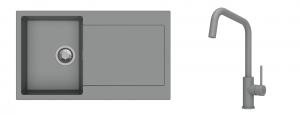 K-StrongSinks S3 Set Sink Zala 860x500mm granite grey + Tap Arda grey