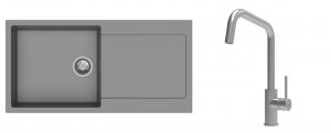 K-StrongSinks S3 Set Sink Zala 1000x500mm granite grey + Tap Arda inox