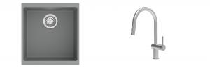 K-StrongSinks S3 Set Sink Hron 430x460mm granite grey + Tap Neris inox