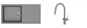 K-StrongSinks S3 Set Sink Labe 1000x500mm granite grey + Tap Neris grey
