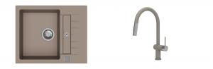 K-StrongSinks S3 Set Sink Vardar 615x500mm granite beige + Tap Neris beige