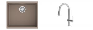 K-StrongSinks S3 Set Sink Hron 530x460mm granite beige + Tap Neris inox