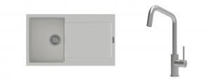 K-StrongSinks S3 Set Sink Zala 860x500mm granite white + Tap Arda inox