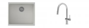K-StrongSinks S3 Set Sink Hron 530x460mm granite white + Tap Neris inox
