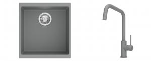 K-StrongSinks S3 Set Sink Hron 430x460mm granite grey + Tap Arda grey