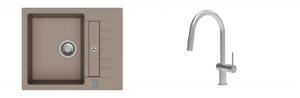 K-StrongSinks S3 Set Sink Vardar 615x500mm granite beige + Tap Neris inox