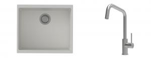 K-StrongSinks S3 Set Sink Hron 530x460mm granite white + Tap Arda inox