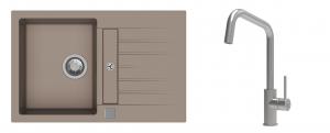 K-StrongSinks S3 Set Sink Vardar 780x500mm granite beige + Tap Arda inox