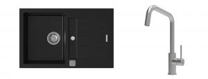 K-StrongSinks S3 Set Sink Vardar 780x500mm granite black + Tap Arda inox