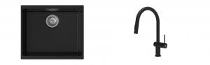 K-StrongSinks S3 Set Sink Hron 530x460mm granite black + Tap Neris black