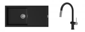 K-StrongSinks S3 Set Sink Labe 1000x500mm granite black + Tap Neris black/inox