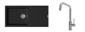 K-StrongSinks S3 Set Sink Labe 1000x500mm granite black + Tap Arda inox