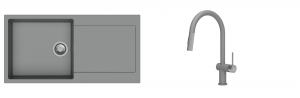K-StrongSinks S3 Set Sink Zala 1000x500mm granite grey + Tap Neris grey