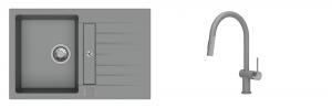 K-StrongSinks S3 Set Sink Vardar 780x500mm granite grey + Tap Neris grey