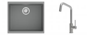 K-StrongSinks S3 Set Sink Hron 530x460mm granite grey + Tap Arda inox