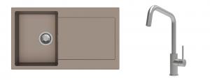 K-StrongSinks S3 Set Sink Zala 860x500mm granite beige + Tap Arda inox