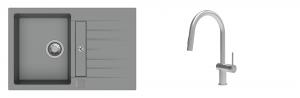 K-StrongSinks S3 Set Sink Vardar 780x500mm granite grey + Tap Neris inox