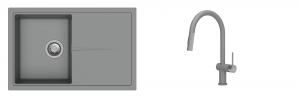K-StrongSinks S3 Set Sink Labe 780x500mm granite grey + Tap Neris grey