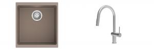K-StrongSinks S3 Set Sink Hron 430x460mm granite beige + Tap Neris inox