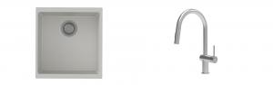 K-StrongSinks S3 Set Sink Hron 430x460mm granite white + Tap Neris inox