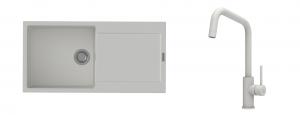 K-StrongSinks S3 Set Sink Zala 1000x500mm granite white + Tap Arda white