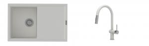 K-StrongSinks S3 Set Sink Labe 780x500mm granite white + Tap Neris white