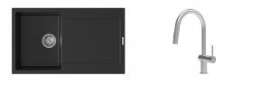 K-StrongSinks S3 Set Sink Zala 860x500mm granite black + Tap Neris inox
