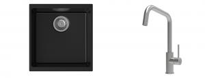 K-StrongSinks S3 Set Sink Hron 430x460mm granite black + Tap Arda inox