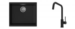 K-StrongSinks S3 Set Sink Hron 530x460mm granite black + Tap  Arda black