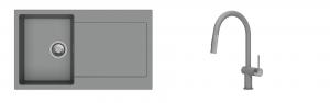 K-StrongSinks S3 Set Sink Zala 860x500mm granite grey + Tap Neris grey