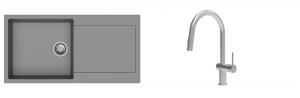 K-StrongSinks S3 Set Sink Zala 1000x500mm granite grey + Tap Neris inox