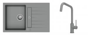 K-StrongSinks S3 Set Sink Vardar 780x500mm granite grey + Tap Arda grey