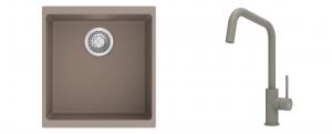 K-StrongSinks S3 Set Sink Hron 430x460mm granite beige + Tap Arda beige